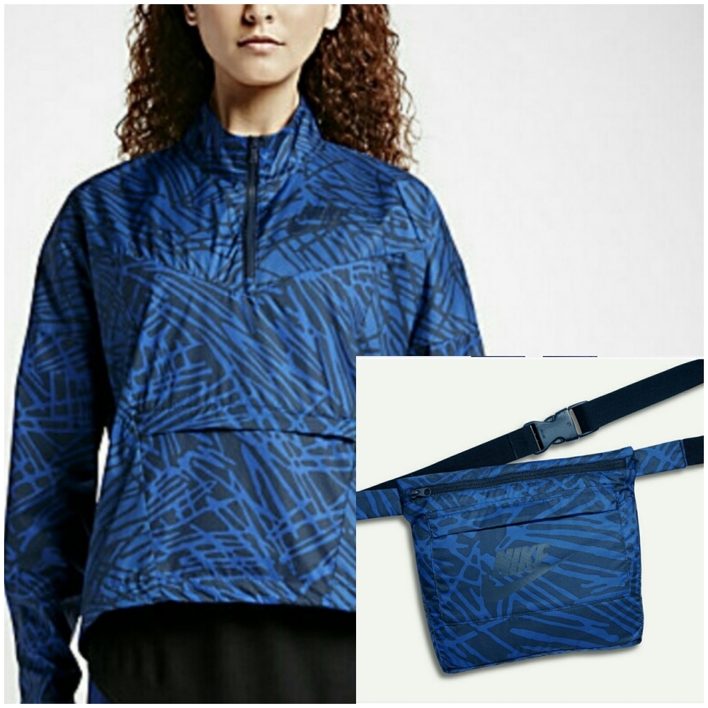 NWT Nike Packable Half-Zip Blue/Black Jacket Size Medium